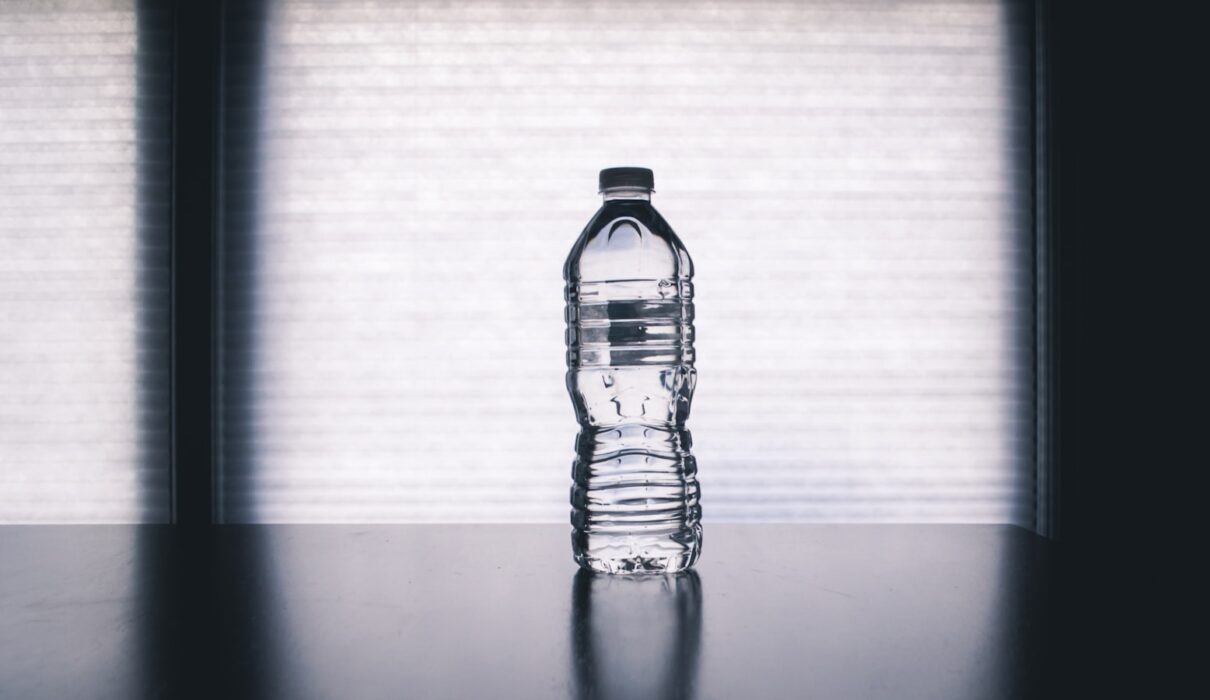 Reusable water bottle for hiking outdoors