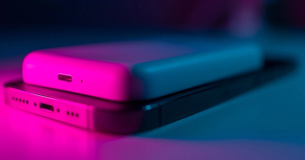 Two slim portable chargers with USB-C ports, showing the best portable chargers for travel